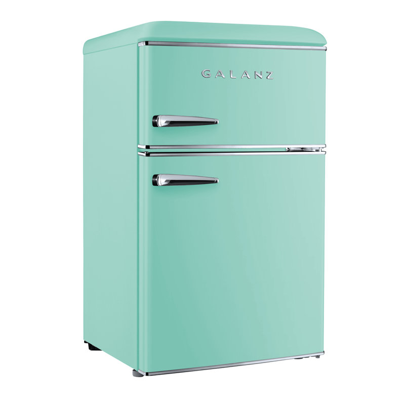 Galanz Retro Refrigerator, Dual Door True Freezer, 3.1 Cu.Ft Green